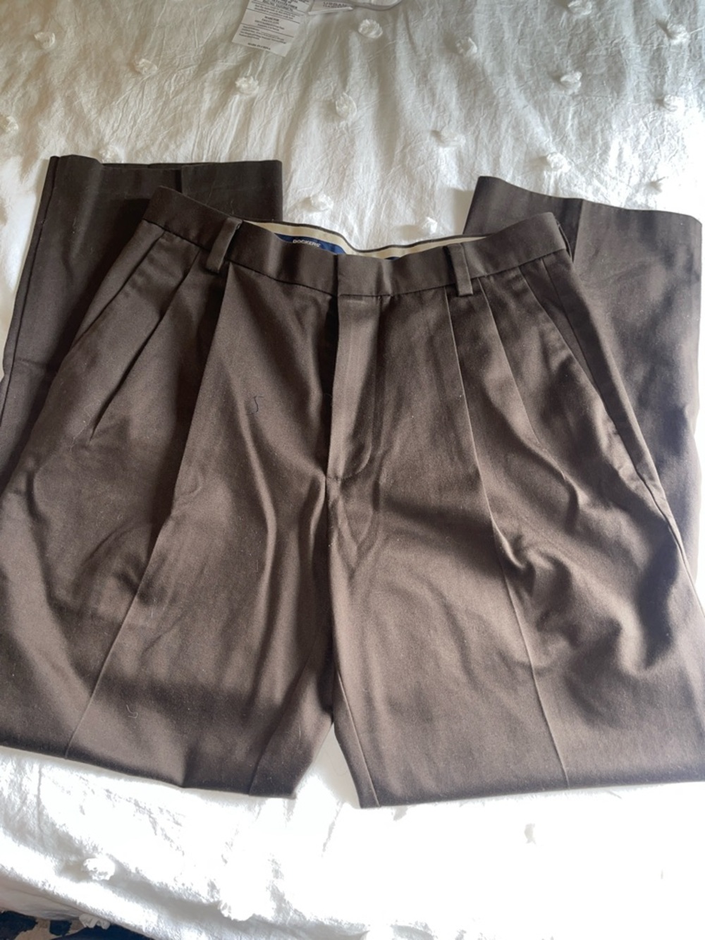 Dockers Men's Dark Brown Pleated Dress Pants